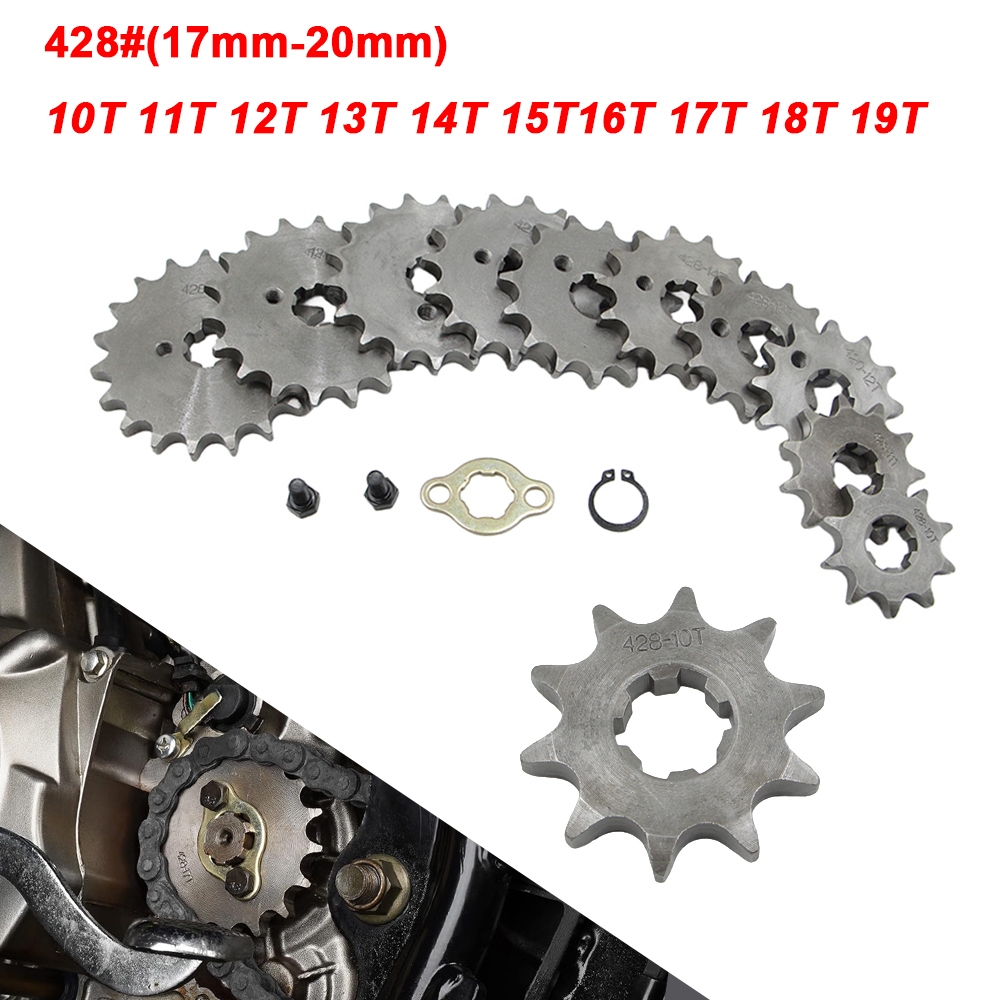 428 # 17mm10T-19T ด้านหน้าเครื่องยนต์เฟืองสําหรับ KAYO BSE SSR SDG Dirt Pit Bike ATV Quad Go Kart Mo