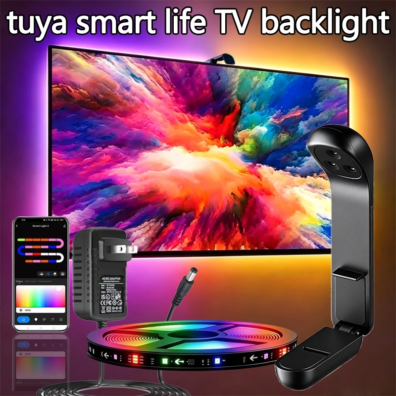 LED Backlight สําหรับ TV/PC Immersion 30-85 นิ้ว 2.4 Ghz Wi-Fi Strip Light พร้อมกล้อง 1080P Sync ไปยังหน้าจอสําหรับ Tuya & Alexa & Google