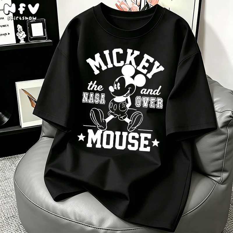 【จัดส่งตลอด 24 ชั่วโมง】NFV สไตล์เกาหลี เสื้อยืด Oversized ระบายอากาศ Mickey Mouse สะดวกสบาย ผ้าฝ้าย100% YG2796