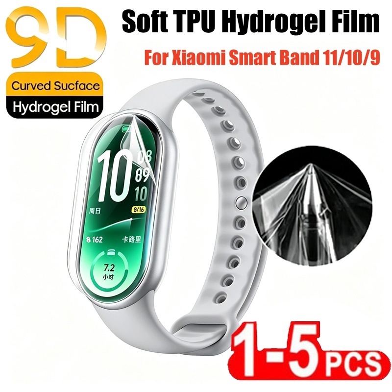 1-5PCS Hydrogelฟิล์มสําหรับXiaomi Smart Band 11 10 9 8 Full Cover HD Clear Screen ProtectorสําหรับXi