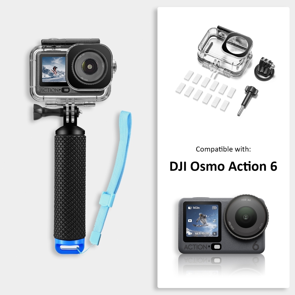 เคสกันน้ำกล้อง Dji Osmo Action 6 Dive Case เคสดำน้ำลึก 60m Waterproof Sealed Invisible Diving Case (OEM)