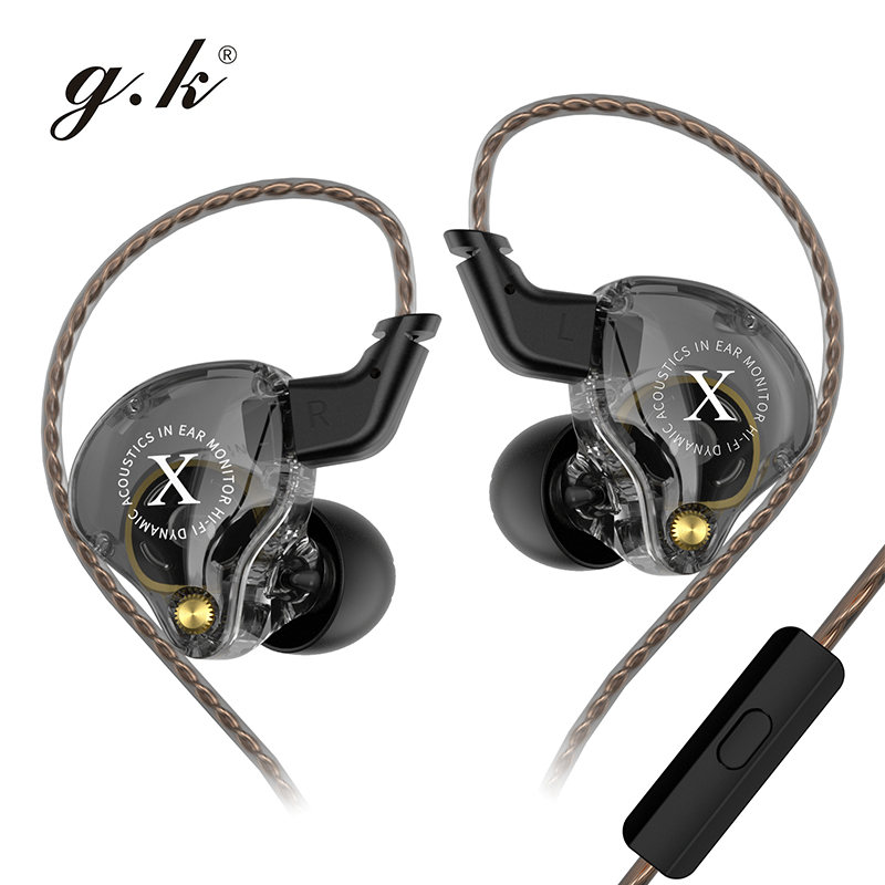 GK G4 หูฟังแบบมีสาย 3.5 มม.AUX หูฟังชนิดใส่ในหูโปร่งใส Big Dynamic Driver พร้อมไมโครโฟนสําหรับเกมเพล