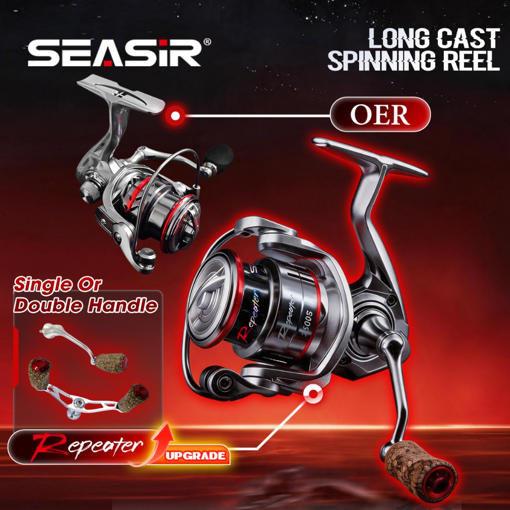 SEASIR OER & Repeater Ultra Light ยาวโยนอลูมิเนียมตื้น Spool Spinning Fishing Reel ลากสูงสุด 15 กก. 