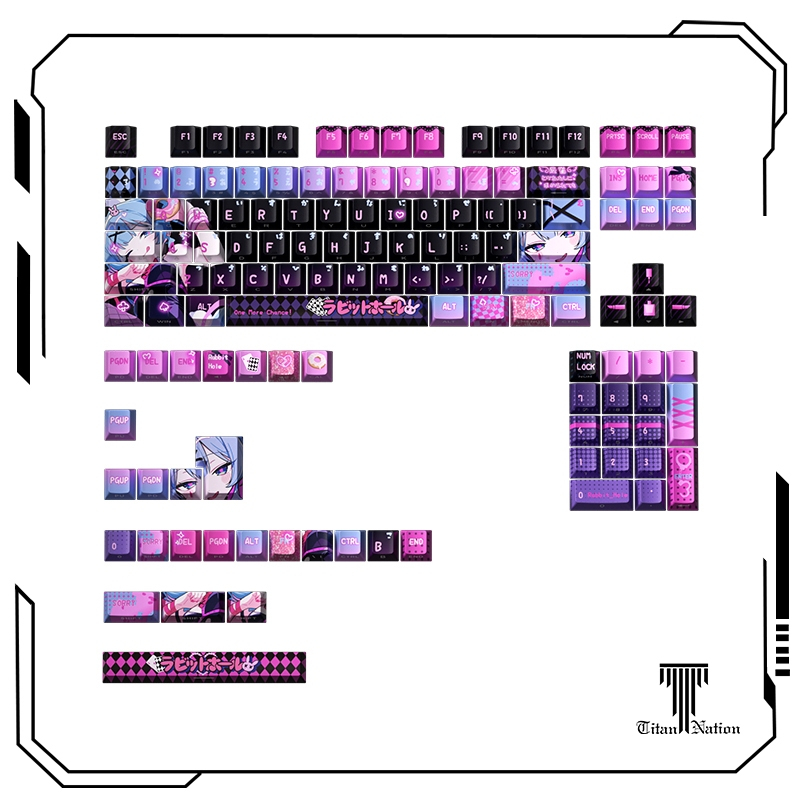 TITANNATION คีย์แคป Cherry PBT+PC Shine-Through คาวาอี้ สำหรับคีย์บอร์ด