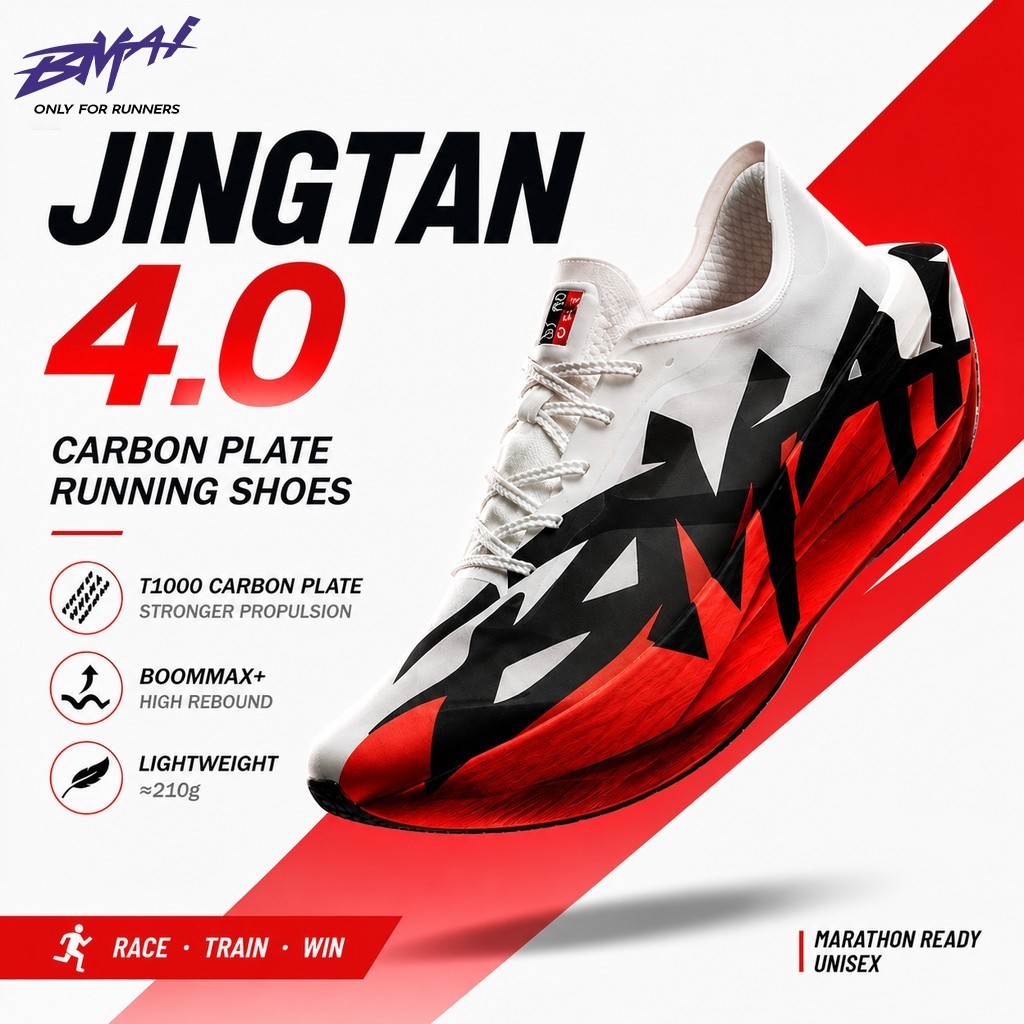 BMAI Jingtan 4.0 Unisex แผ่นคาร์บอนรองเท้าวิ่ง T1000 คาร์บอนไฟเบอร์น้ําหนักเบาสูง Rebound Responsive Racing รองเท้าผ้าใบสําหรับ Marathon Road Running Speed Training