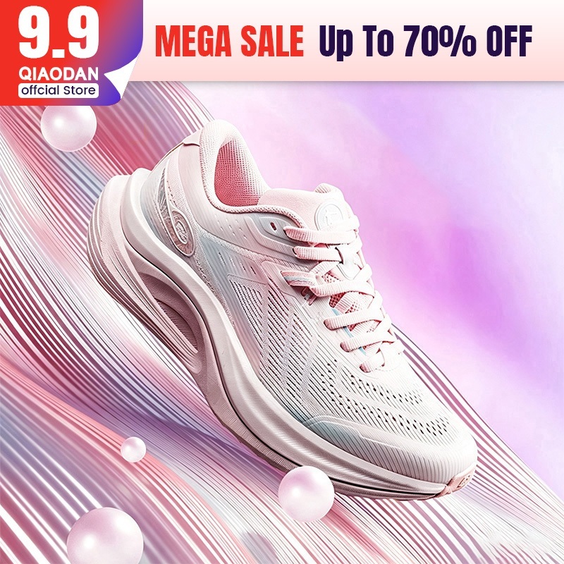 Qiaodan WIDE รองเท้าวิ่งผู้หญิงเท้ากว้างการดูดซึม Shock Breathable นุ่มน้ําหนักเบา QDB022252292