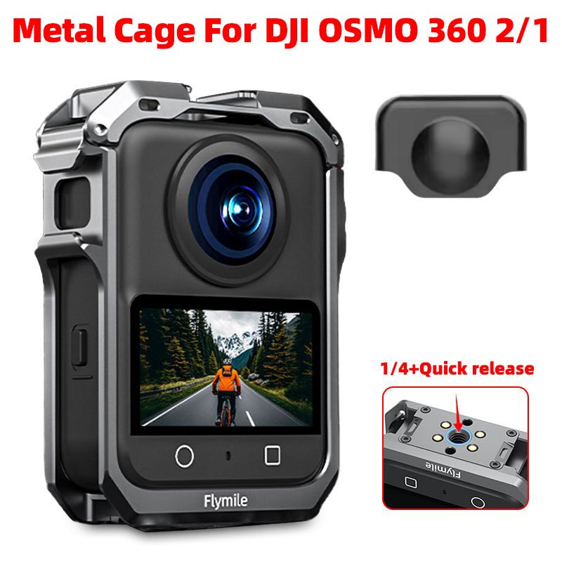 Flymile โลหะป้องกันกรงสําหรับ DJI Osmo 360 1/2 Panoramic Action กล้องอลูมิเนียม Multi-Functional ขยายกรงกระต่ายกรอบกล้องอุปกรณ์เสริม