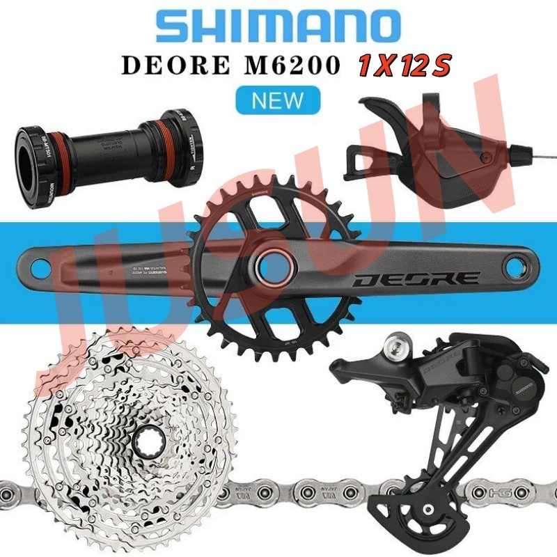 SHIMANO DEORE M6200 Mechanical Groupset MTB 1x12-Speed 32T HOLLOWTECH II 170 มม.Micro-Spline 10-51T
