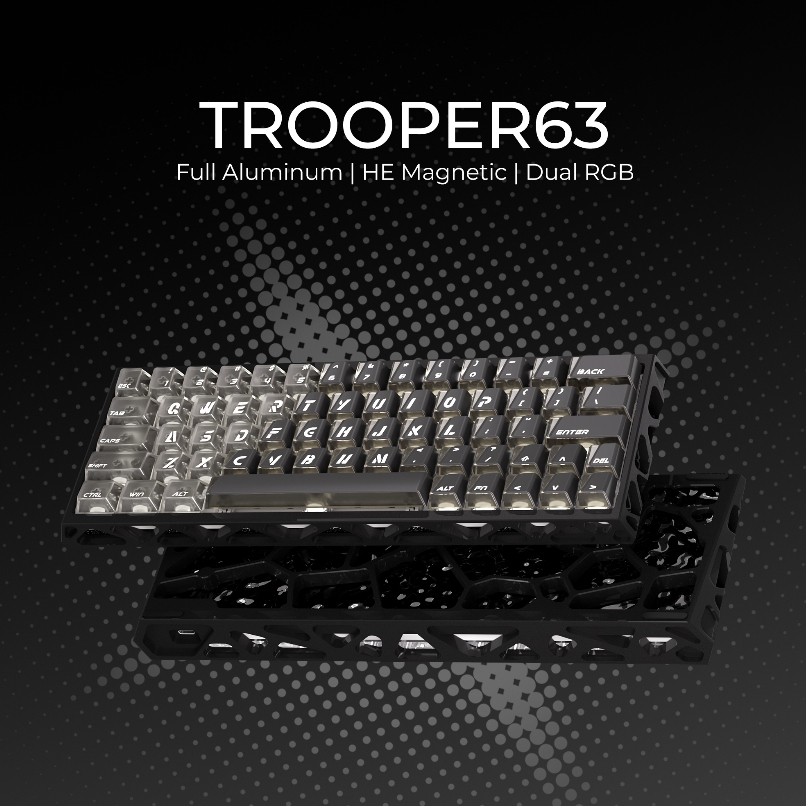XVX Trooper63 HE Magnetic Gaming Keyboard Aluminium Dual-RGB Stella White / Phantom Black / Sakura P