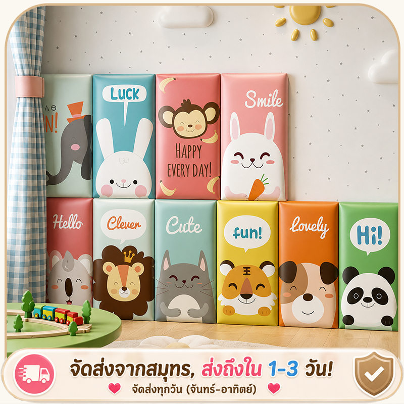 สติ๊กเกอร์ตกแต่งผนัง 3D ป้องกันการชน กวางน้อยการ์ตูน แผ่นกันกระแทกผนัง ปลอดภัย สำหรับห้องเด็ก