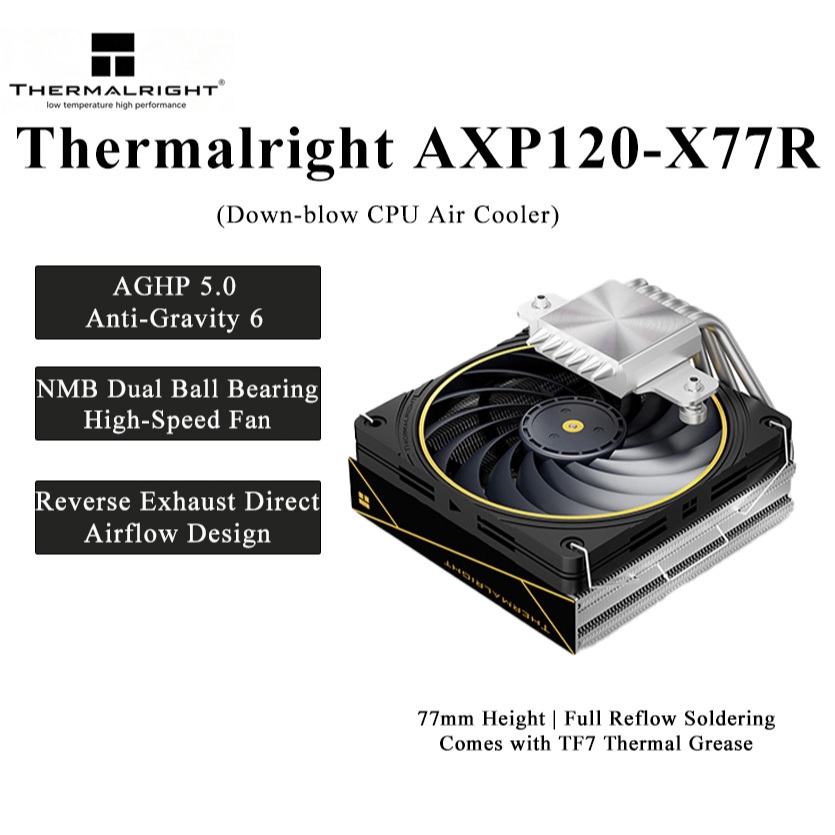 Thermalright AXP120-X77R Low Profile Down-Low CPU Cooler,ความสูง77 มม.,AGHP5.0 6 Heatpipes,120 มม.NM