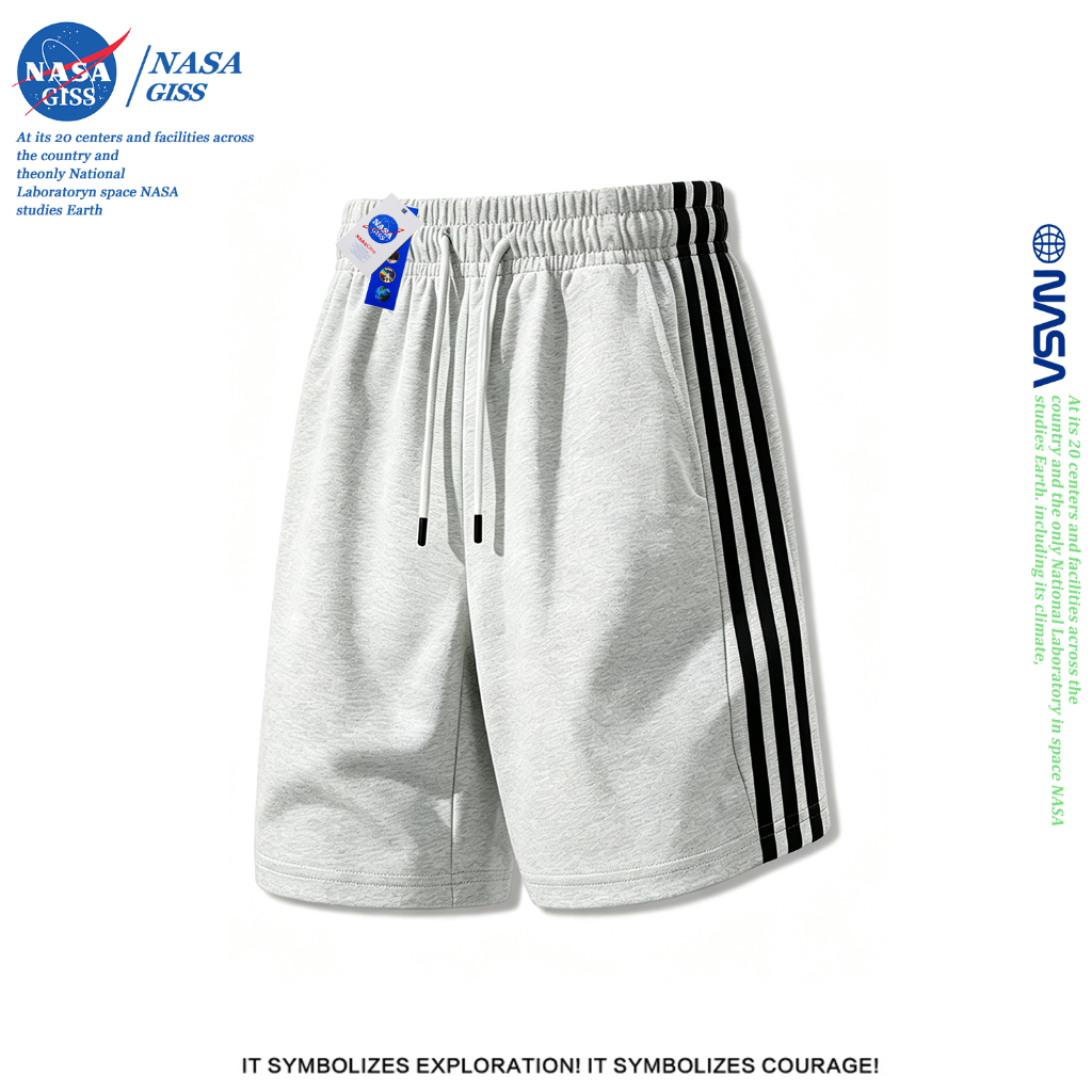 NASA กางเกงขาสั้นสามแถบชายหญิง สไตล์ลำลอง summer Shorts ผ้านุ่ม หลวมและระบายอากาศ ทรงสวย ใส่สบาย