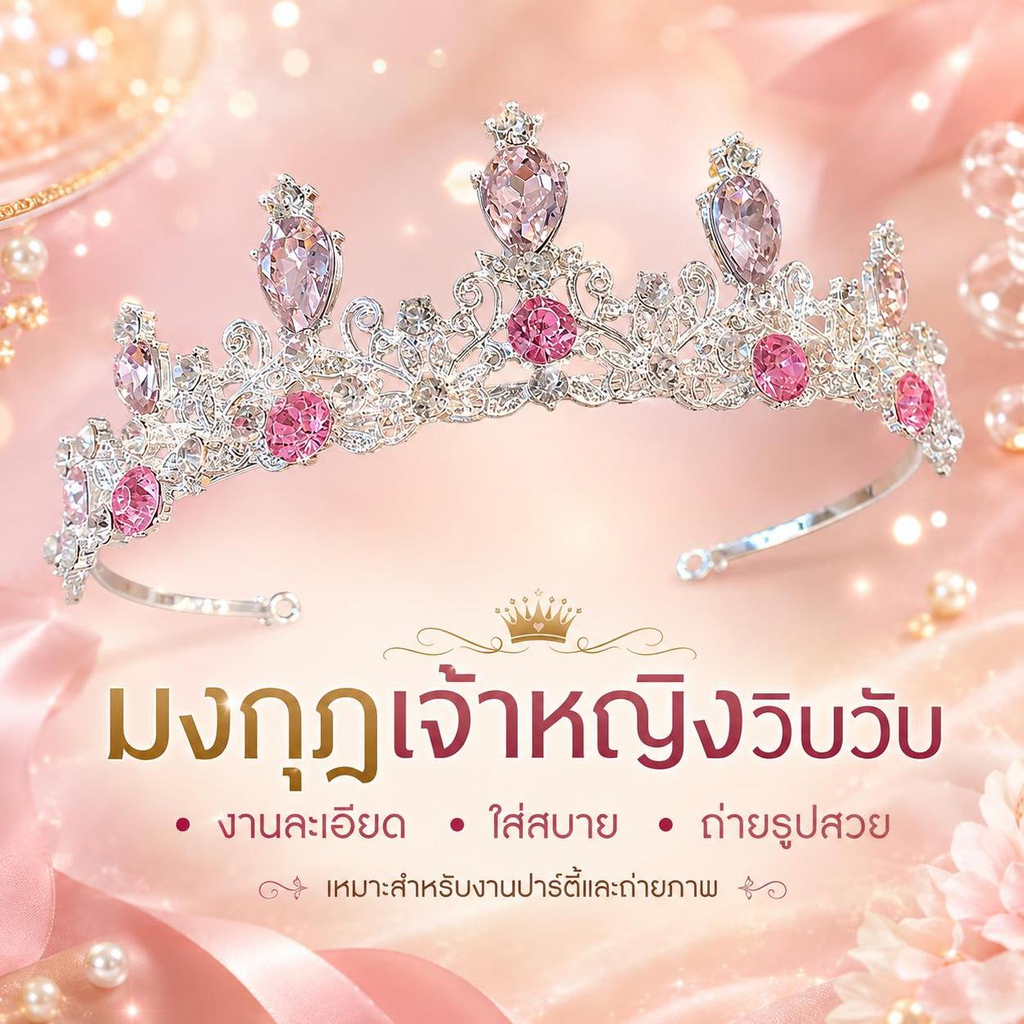 SPING 2023 ใหม่ผู้หญิงสาวสีเงินมงกุฎ Headwear เกาหลีคริสตัล Tiara แฟชั่นวันเกิดชุด Rhinestone Crown อุปกรณ์เสริมผม DDC