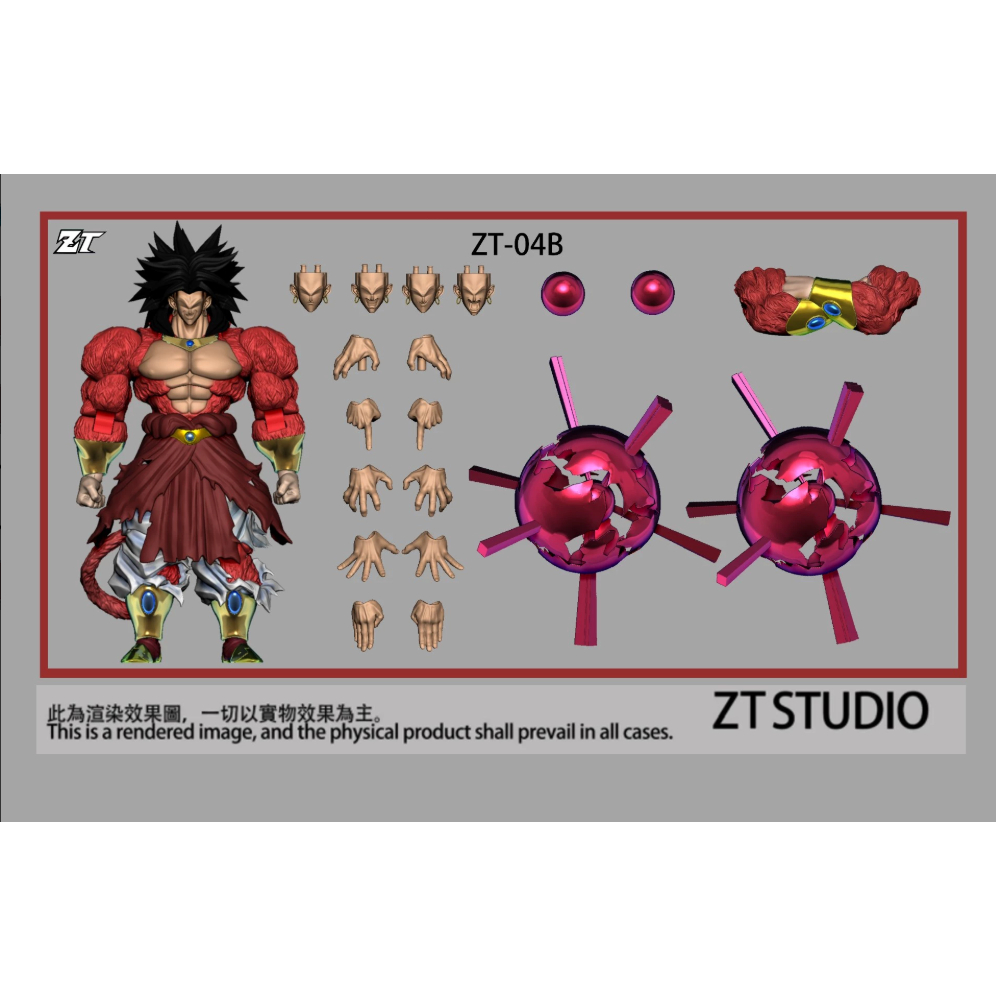 ZT Broly ZT-04B Super Saiyan 4 Limit Break Battle Damaged Super Saiyan 4 Broly Black Hair Battle Dam