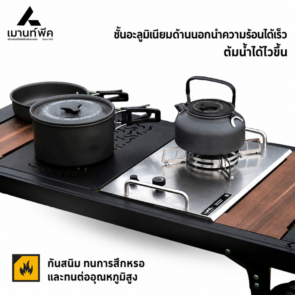 พร้อมส่ง⚡️ชุดหม้อสนาม ชุดหม้อสเตนเลสพร้อม Mountpeak พกพา ชุดหม้อ+กะทะ+กาต้มน้ำ+ลังถึง