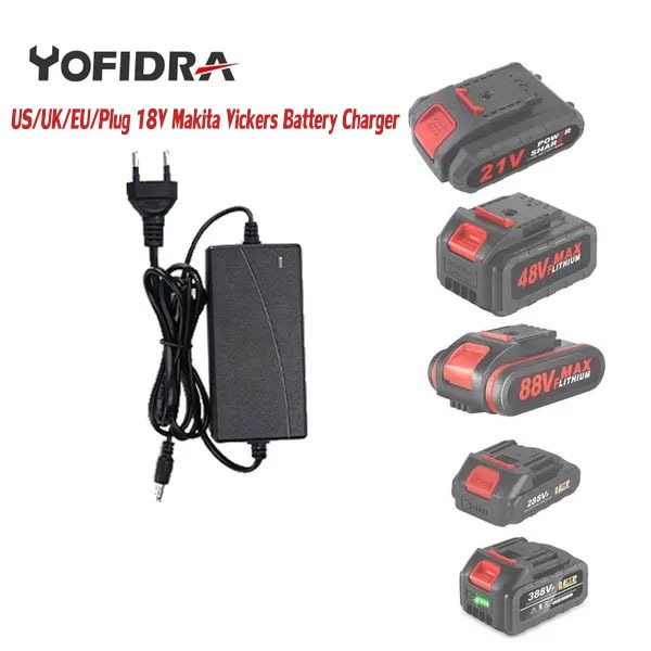 แบตเตอรี่เครื่องชาร์จ 21V EU US UK รวมสําหรับเลื่อยไฟฟ้า/สว่านไฟฟ้า/ประแจไฟฟ้า/เครื่องบดมุม แบตเตอรี่ชาร์จ