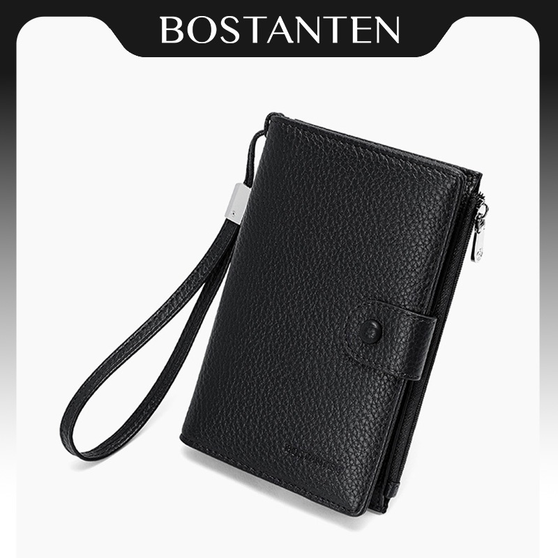 [เปิดตัว 5.9]BOSTANTEN Mile Wallet กระเป๋าสตางค์ Unisex ทรงบาง ช่องบัตร พาสปอร์ต ซิม เหรียญ พร้อมสายคล้องมือ