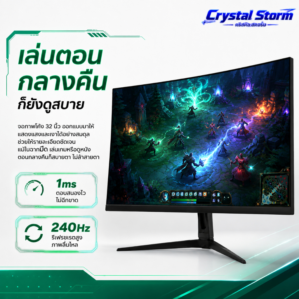 Monitor จอคอม 32นิ้ว 1080P จอ 240Hz 1ms  โค้ง พร้อมHDMI สำหรับคอมประกอบ คอมพิวเตอร์ เล่นเกม เชื่อมต่