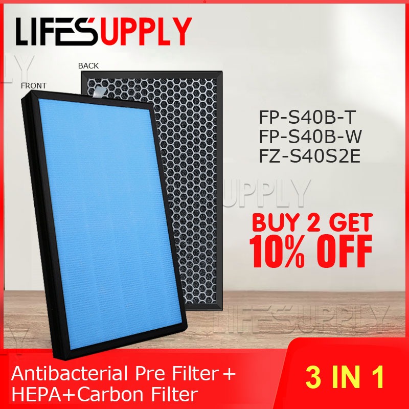 LIFESUPPLYCN Fit SHARP FP-S40B-W FP-S40B-T FP-S42B-L FP-S40P-T FZ-S40S2E HEPA ต้านเชื้อแบคทีเรีย Act