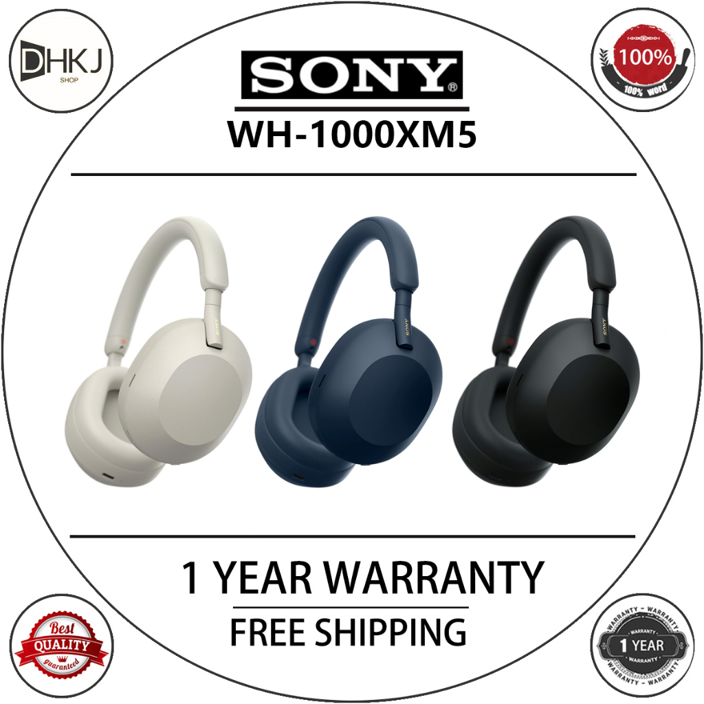 หูฟัง Over Ear Bluetooth Sony WH‐1000XM5 มือสอง ชุดหูฟังตัดเสียงรบกวนไร้สายของแท้ของแท้