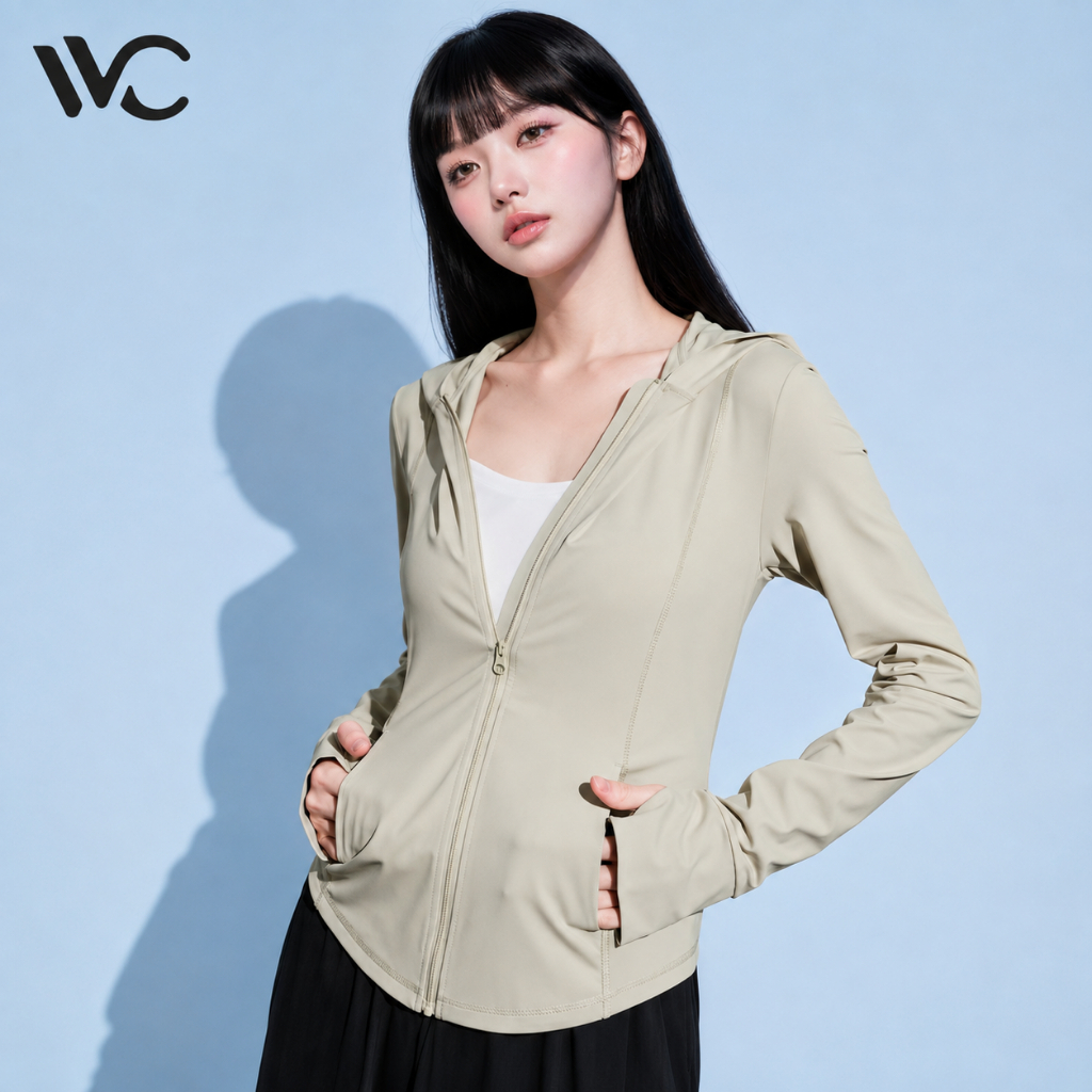 【พร้อมส่งภายในวันที่สั่ง】VVC เสื้อกันแดดผู้หญิงทรงเข้ารูป ช่วยเน้นช่วงเอว UPF200+ เนื้อผ้าเย็นสบาย เหมาะสำหรับใส่เล่นพิลาทิสและโยคะ — صورة 3