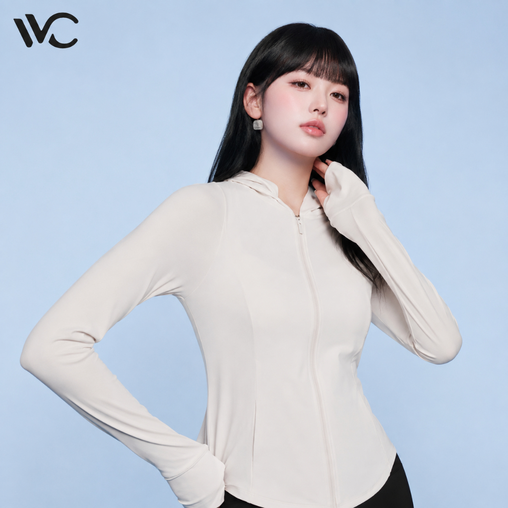 【พร้อมส่งภายในวันที่สั่ง】VVC เสื้อกันแดดผู้หญิงทรงเข้ารูป ช่วยเน้นช่วงเอว UPF200+ เนื้อผ้าเย็นสบาย เหมาะสำหรับใส่เล่นพิลาทิสและโยคะ — صورة 5