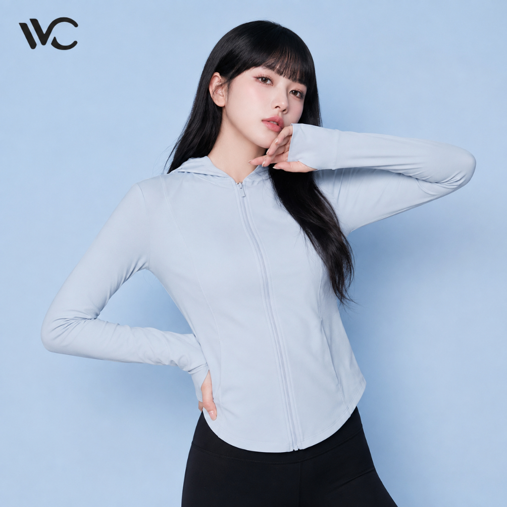 【พร้อมส่งภายในวันที่สั่ง】VVC เสื้อกันแดดผู้หญิงทรงเข้ารูป ช่วยเน้นช่วงเอว UPF200+ เนื้อผ้าเย็นสบาย เหมาะสำหรับใส่เล่นพิลาทิสและโยคะ — صورة 7