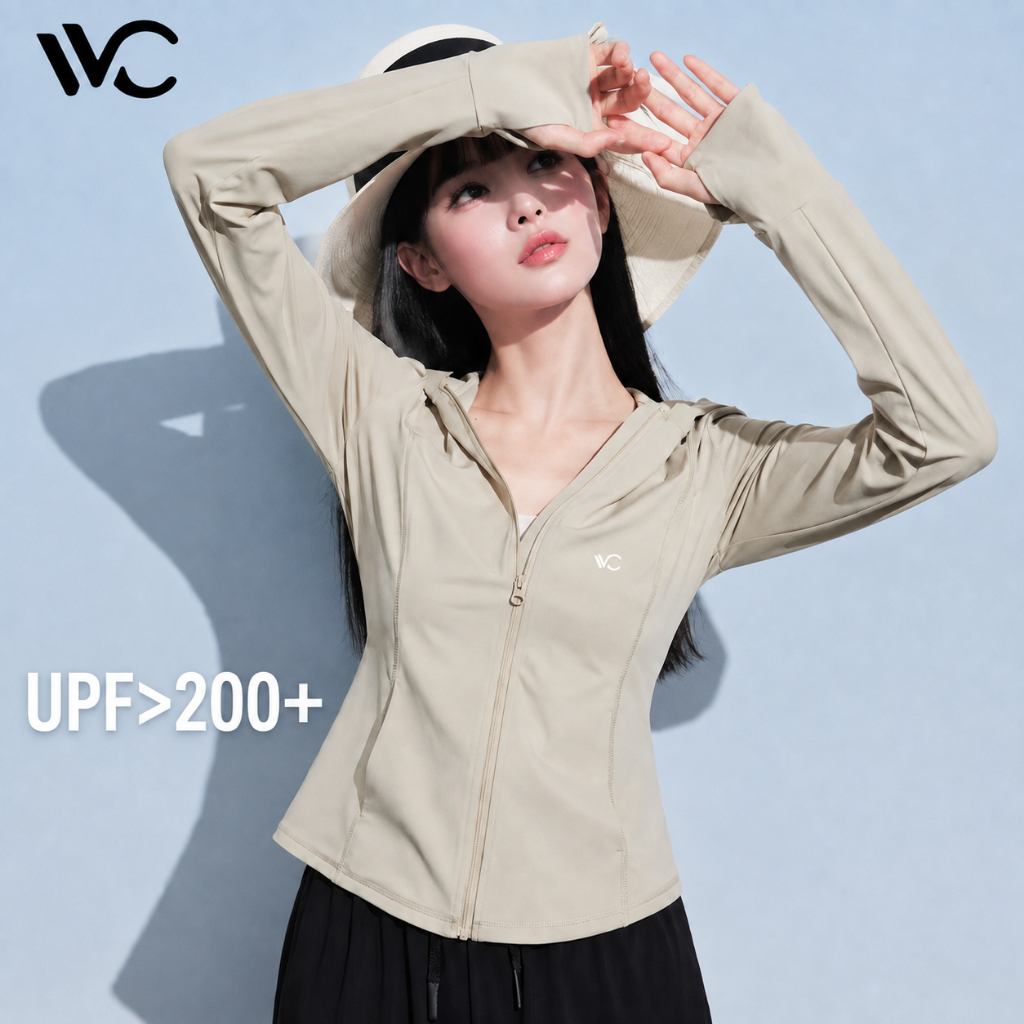 【พร้อมส่งภายในวันที่สั่ง】VVC เสื้อกันแดดผู้หญิงทรงเข้ารูป ช่วยเน้นช่วงเอว UPF200+ เนื้อผ้าเย็นสบาย เหมาะสำหรับใส่เล่นพิลาทิสและโยคะ