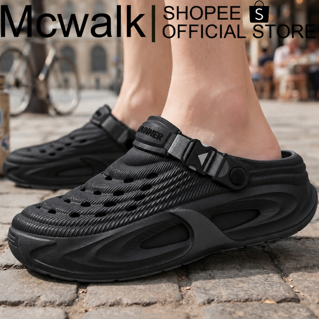 Mcwalk รองเท้าหัวโตผู้ชาย เท่ๆ สตรีท รองเท้าแตะผู้ชาย แฟชั่นวัยรุ่น รองเท้าไปทะเล ลุยฝน กันลื่น A003