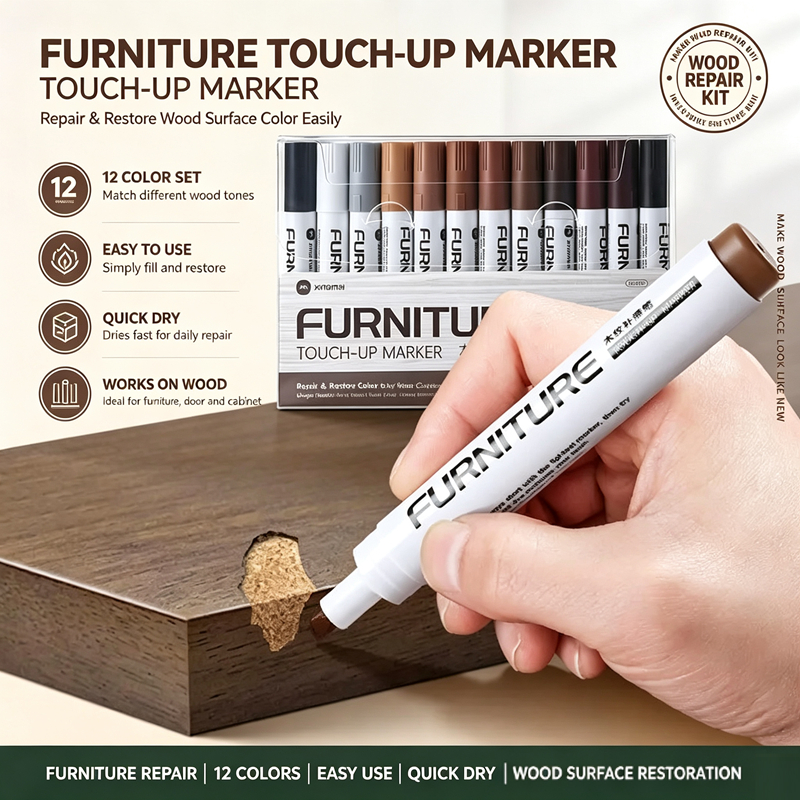 เครื่องหมายเฟอร์นิเจอร์ Touch Up พื้นไม้ Touch-Up Marker เฟอร์นิเจอร์ไม้และปากกาชั้น Scratch Repair Marker สําหรับ Home, ช่างไม้