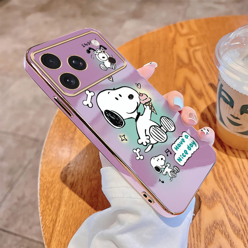 Soft Plating Case สําหรับ iPhone 18 Pro Max iPhone18Pro Nice Day Snoopy Mobile Case Glossy Plating ท