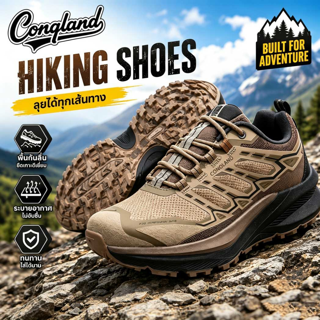 Conqland คู่รองเท้าเดินป่ากลางแจ้งระบายอากาศลื่นผู้ชายผู้หญิงแฟชั่นรองเท้ากีฬาลําลอง 1885