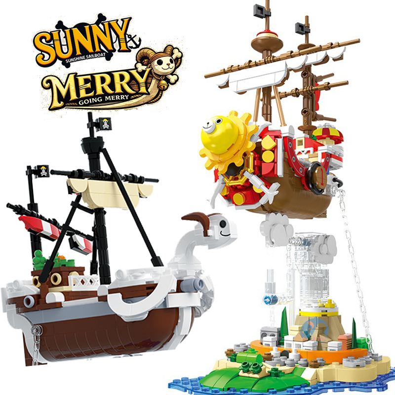 One Piece Thousand Sunny Going Merry Suspended Pirate Ship Building Blocks Creative Assembly Puzzle 