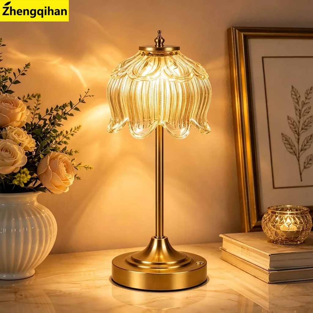 โคมไฟตั้งโต๊ะ LED Wireless Touch Night Light โคมไฟตั้งโต๊ะแบบชาร์จไฟได้สําหรับร้านอาหารตกแต่งห้องนอน Light