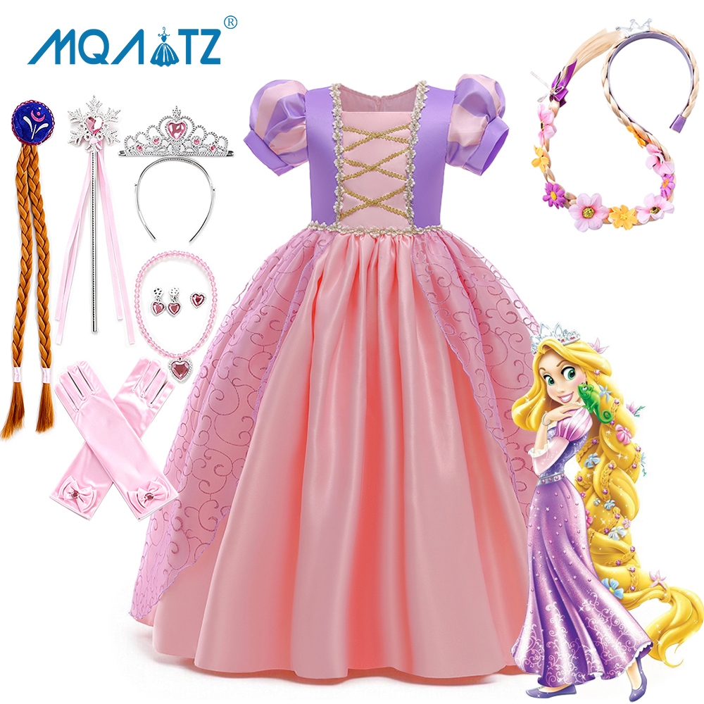 Mqatz ชุดเดรสคอสเพลย์ แขนสั้น ลายดอกไม้ สไตล์เจ้าหญิง สําหรับเด็กผู้หญิง SMR025