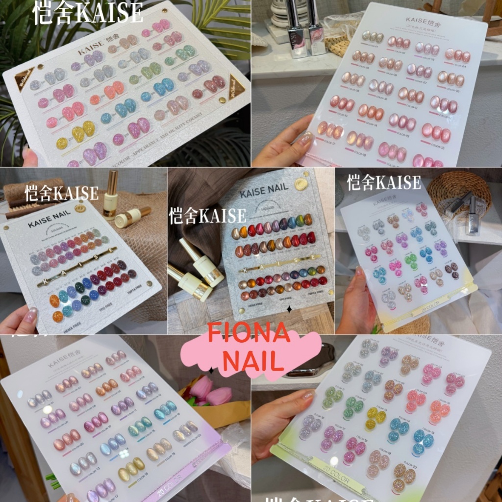 พร้อมส่ง มี 7 รุ่น KAISE 20 สี สีเจลแคทอายเนื้อซาติน / สีเจลแคทอายลูกแก้ว /สีเจลกลิซเตอร์/สีเจลแฟลช KAISE 20 สี + ฟรีชาร์ท มาให