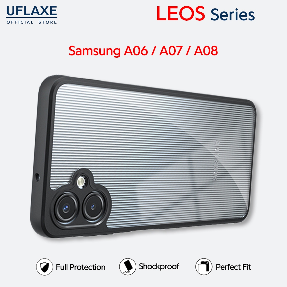 UFLAXE LEOS - สําหรับ Samsung Galaxy A06 / A07 / A08 เคส - เคสแข็งกันกระแทกใสด้าน, เคสโทรศัพท์ที่ทนทานป้องกันลายนิ้วมือป้องกันสีเหลือง