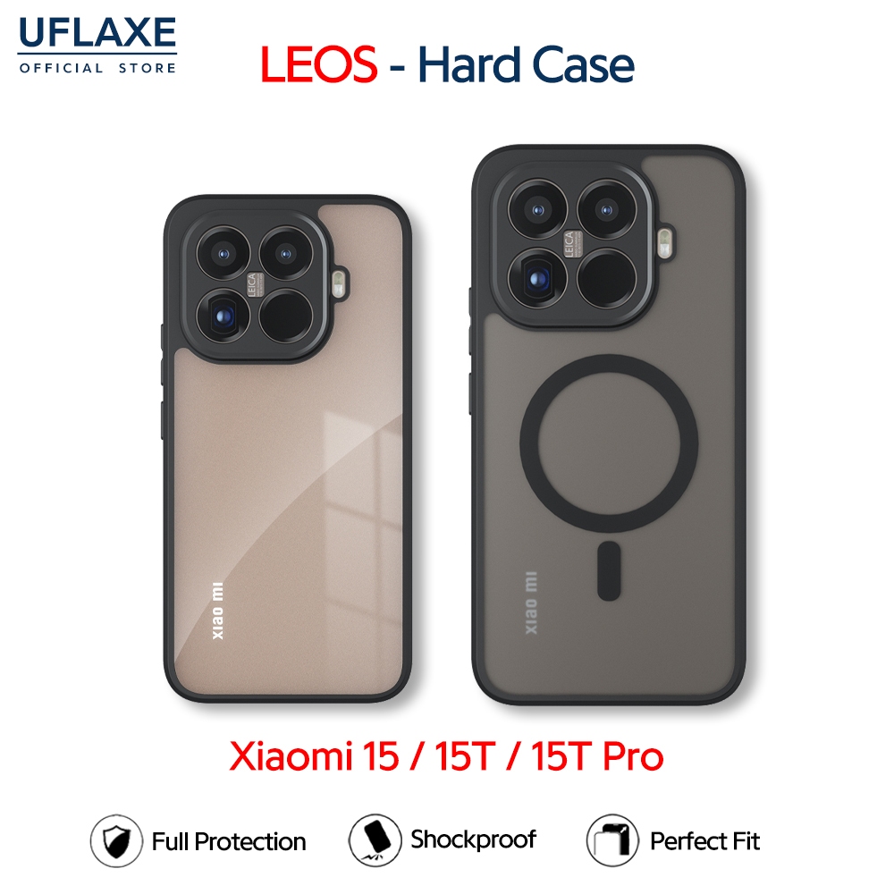 UFLAXE LEOS - สําหรับ Xiaomi 15 / Xiaomi 15T / 15T Pro Case - เคสแข็งกันกระแทกแบบด้าน, เคสโทรศัพท์ที่ทนทานป้องกันลายนิ้วมือป้องกันสีเหลือง