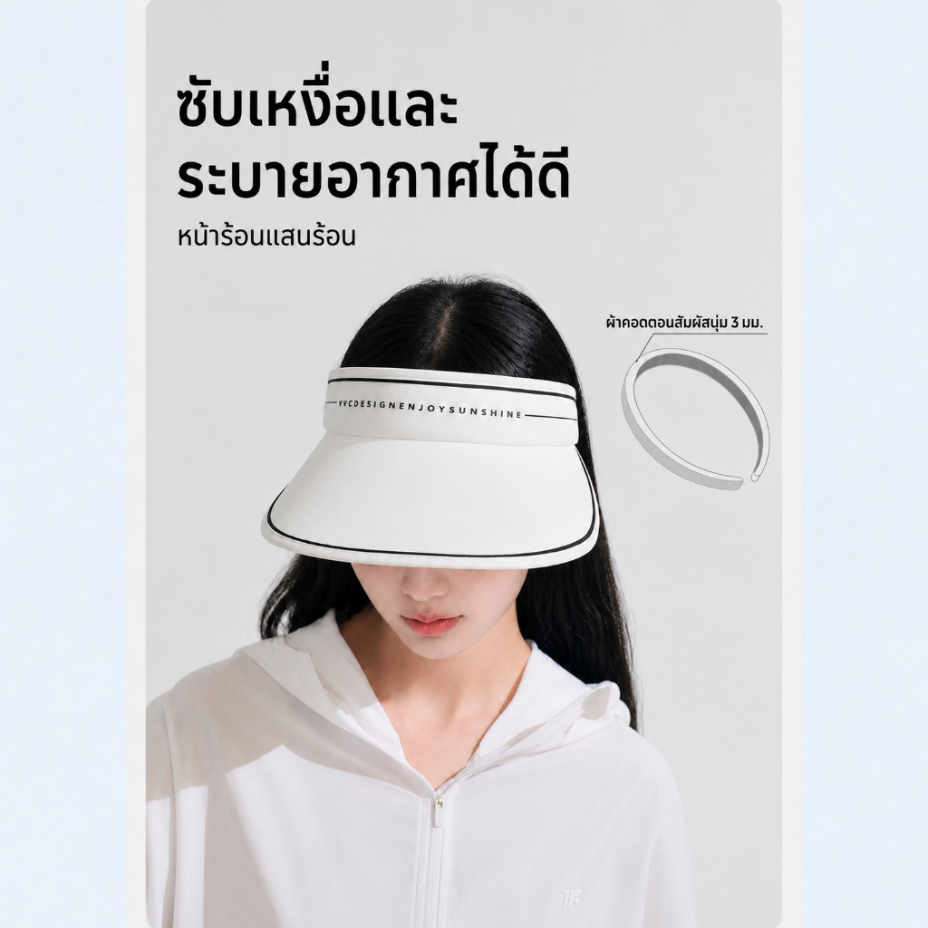 【พร้อมส่งภายในวันที่สั่ง】VVC หมวกกันแดดผู้หญิง UPF50+ ปีกกว้าง สำหรับกีฬากลางแจ้ง — صورة 2