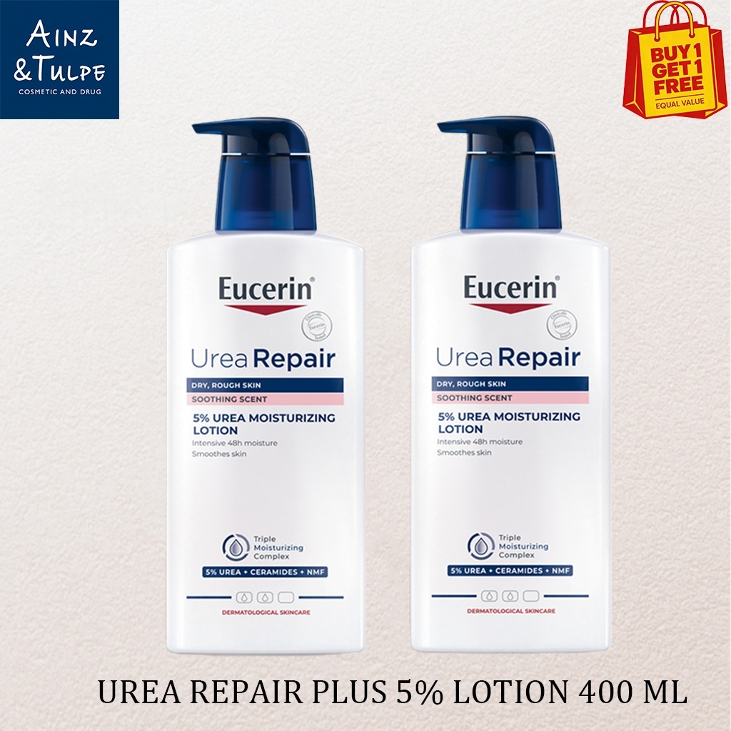 [ ซื้อ 1 แถม 1 ลดพิเศษในเวลาจำกัด ]UREA REPAIR PLUS 5% UREA LOTION 48H LONG-LASTING HYDRATION 400 ML ยูเซอริน โลชั่นกู้ผิวแห้งมาก ลอกขุย