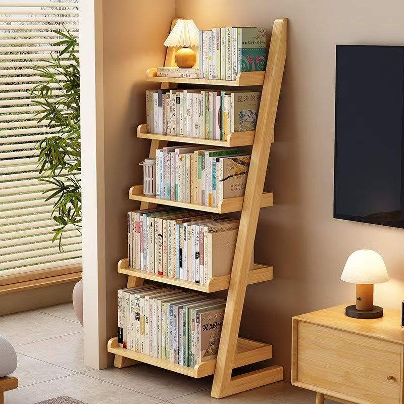 ชั้นวางหนังสือแบบขั้นบันได สไตล์นอร์ดิกสามสีที่มีอยู่เหมาะสําหรับห้องทํางานมุมห้องแสดงเครื่องประดับ