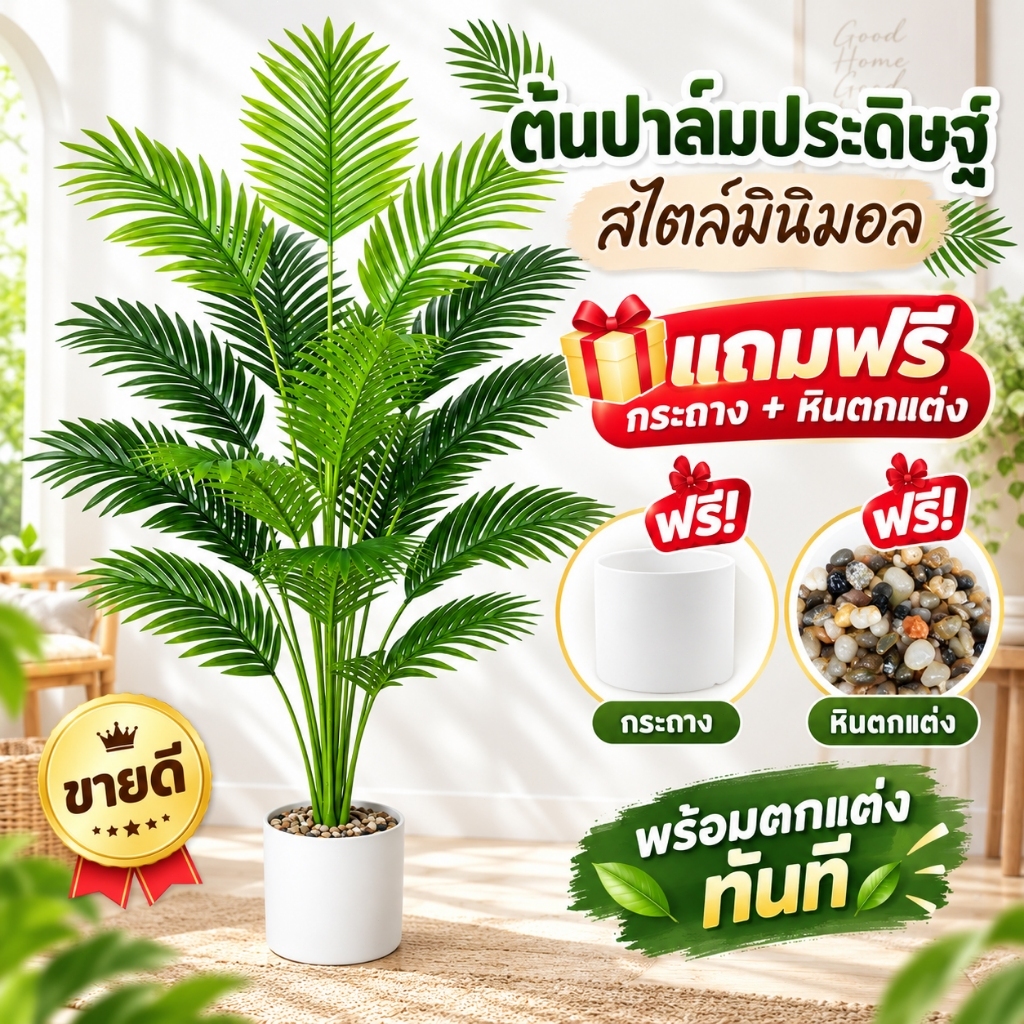 อัตราการซื้อคืน 99.9% ต้นไม้ปลอมใหญ่ ต้นไม้ปลอม-ประดิษฐ์ ตกแต่งบ้าน สวน คาเฟ่ มี 4 สไตล์(ฟรี หินโรย กระถางดอกไม้)