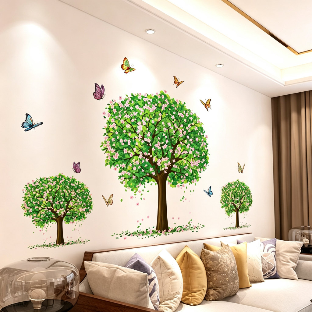 สติกเกอร์ติดผนังกาวในตัว ตกแต่งข้างเตียง ห้องนอน ห้องนั่งเล่น