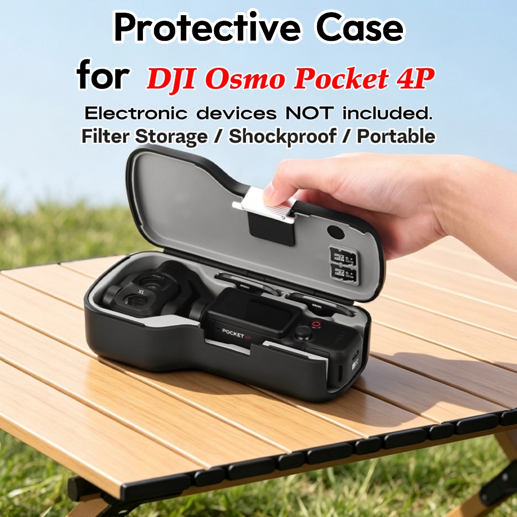 เคสป้องกันพร้อมช่องเก็บฟิลเตอร์สำหรับ DJI Osmo Pocket 4P กันกระแทก พกพาสะดวก