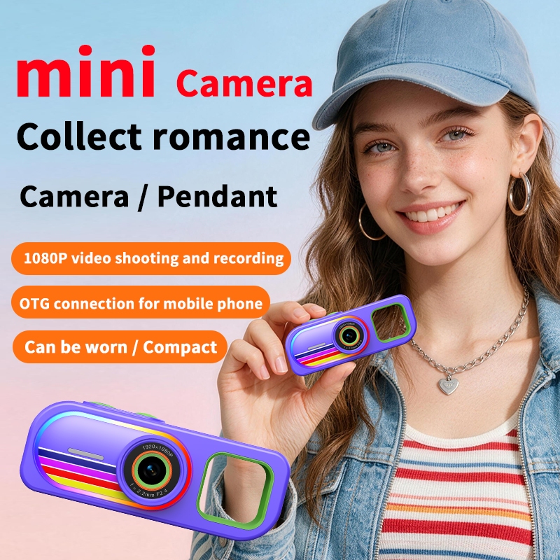 HYAN Mini กล้องดิจิตอลแบบพกพาสร้อยคอ Pocket Cam 720P HD Photo Video Recorder พร้อมตัวกรอง 1.47 นิ้วน