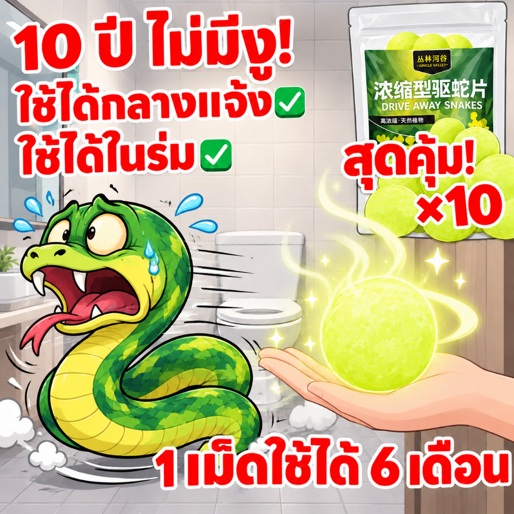 🐍ไล่งูยาวนาน🐍ไล่งู ก้อนไล่งู ผงไล่งู ยาไล่งู 1 ถุง 10 เม็ด แขวนสะดวก วางป้องกันไม่ให้งูเข้าใกล้