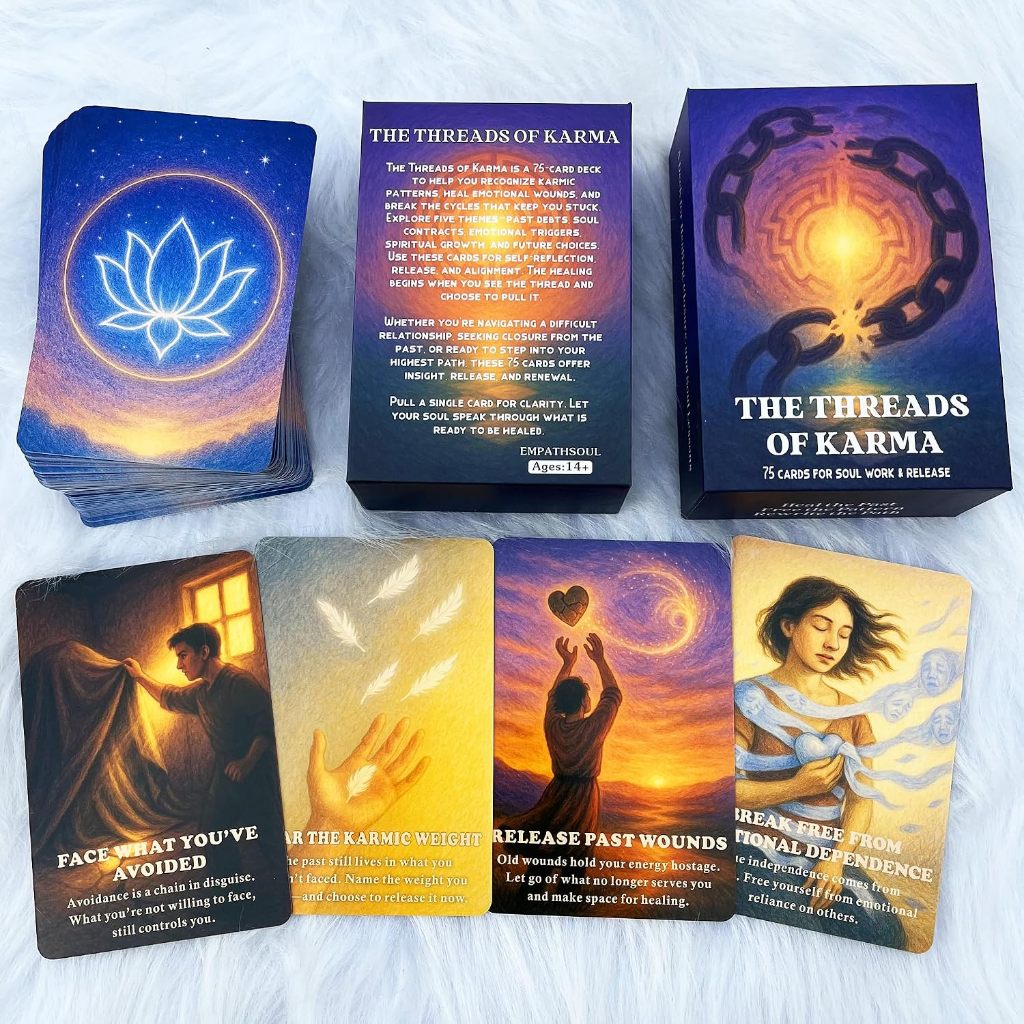12x8 ซม. ด้ายการ์ด Karma 75 สําหรับ Soul Work & Release Oracle Deck ไม่มีคู่มือการ์ดเกม