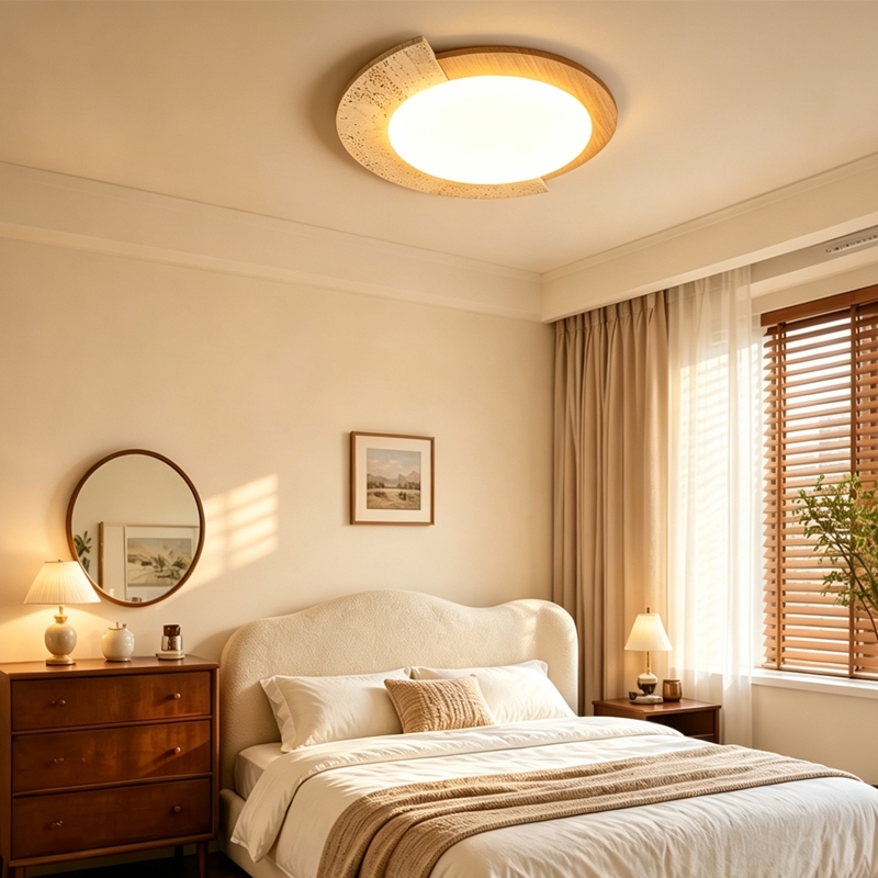 Aesthetic_Lamp นอร์ดิก โคมไฟเพดาน ห้องนอน ไฟ Led เพดาน ห้องนั่งเล่น สไตล์ครีม โคมไฟติดเพดาน