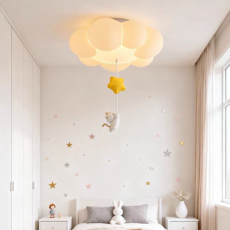 Aesthetic_Lamp นอร์ดิก โคมไฟเพดาน ห้องนอน ไฟ Led เพดาน ห้องนั่งเล่น สไตล์ครีม โคมไฟติดเพดาน