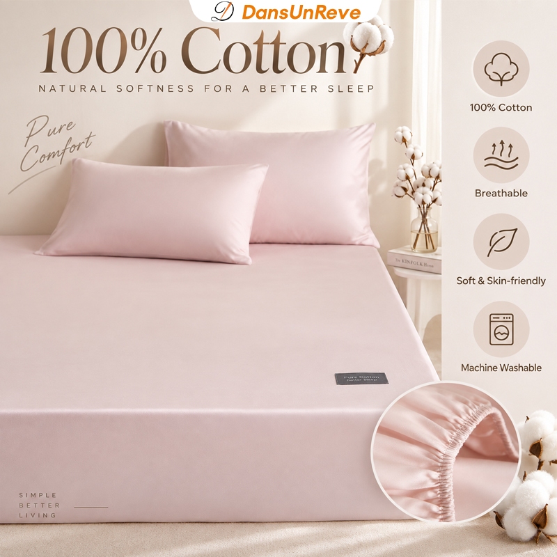 ผ้าปูที่นอน 100%ผ้าฝ้าย ผ้าปูที่นอนสีพื้น มี3ฟุต/3.5ฟุต/5ฟุต/6ฟุต สูง7-11นิ้ว